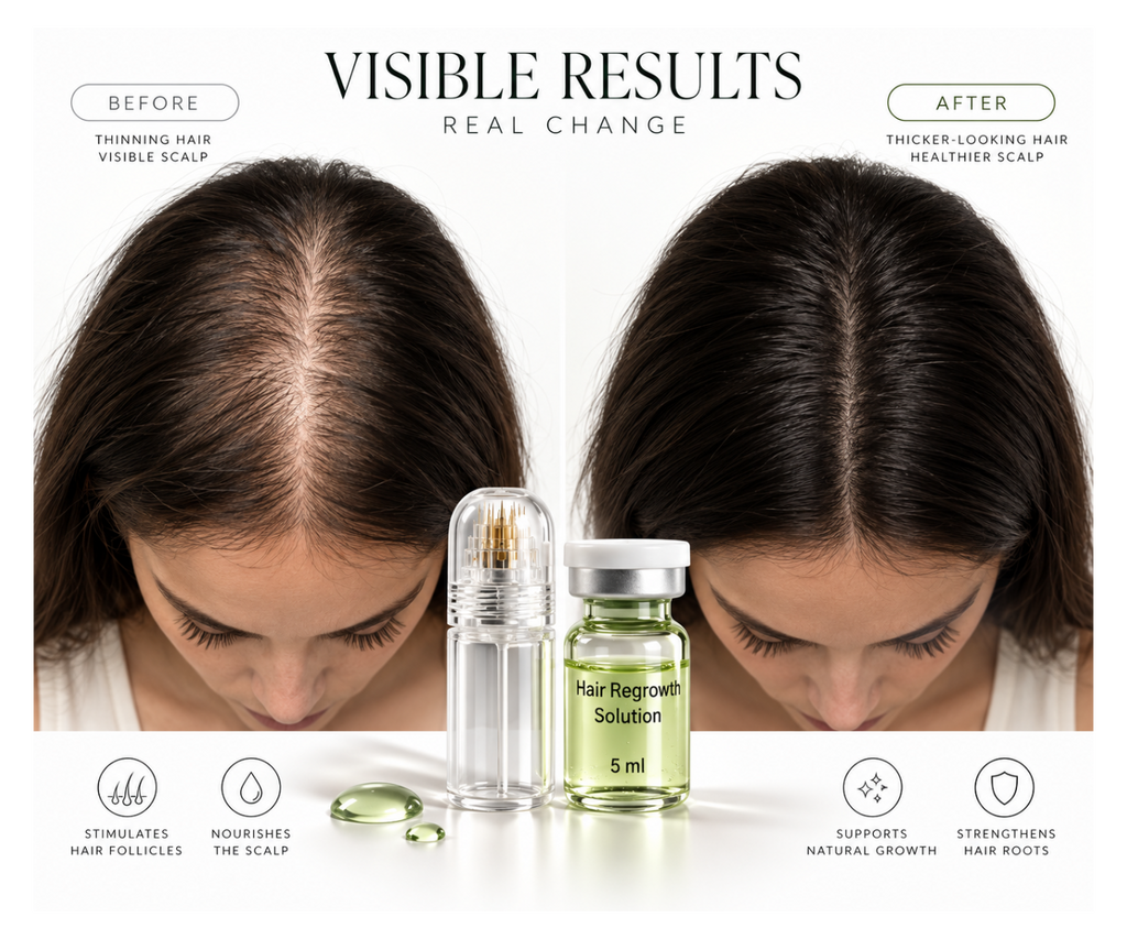 Microneedle applicator and hair serum set