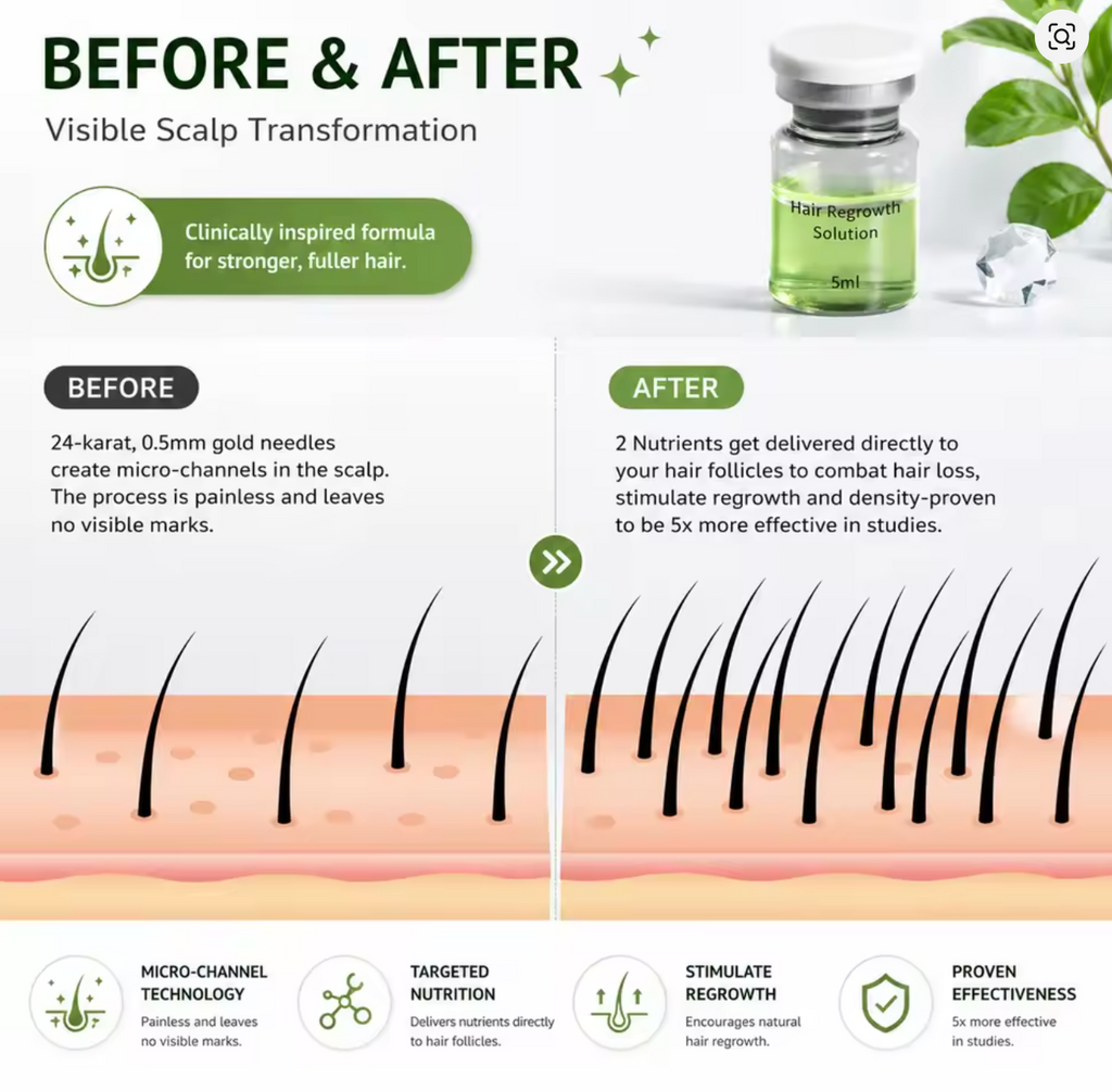 Microneedle hair care instructions